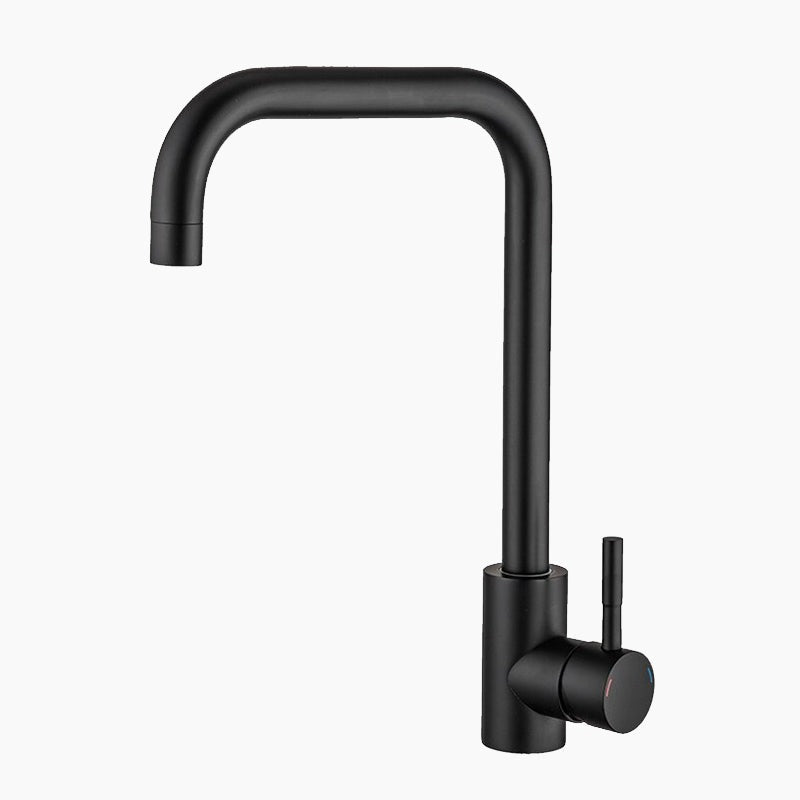 Matte Black L-Shaped Gooseneck Kitchen Faucet