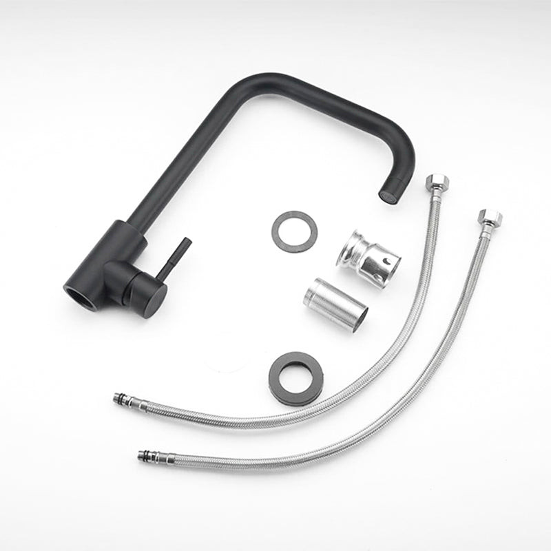 Matte Black L-Shaped Gooseneck Kitchen Faucet