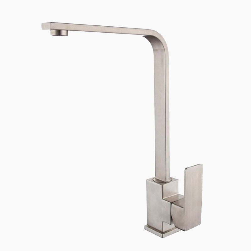 Modern Square Brushed Nickel Single Handle Faucet