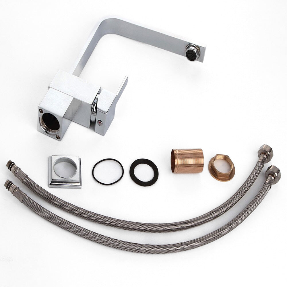 Modern Square Chrome Single Lever Kitchen Faucet