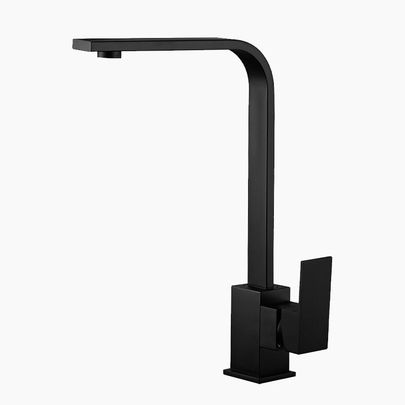 Modern Square Matte Black High-Arc Kitchen Faucet