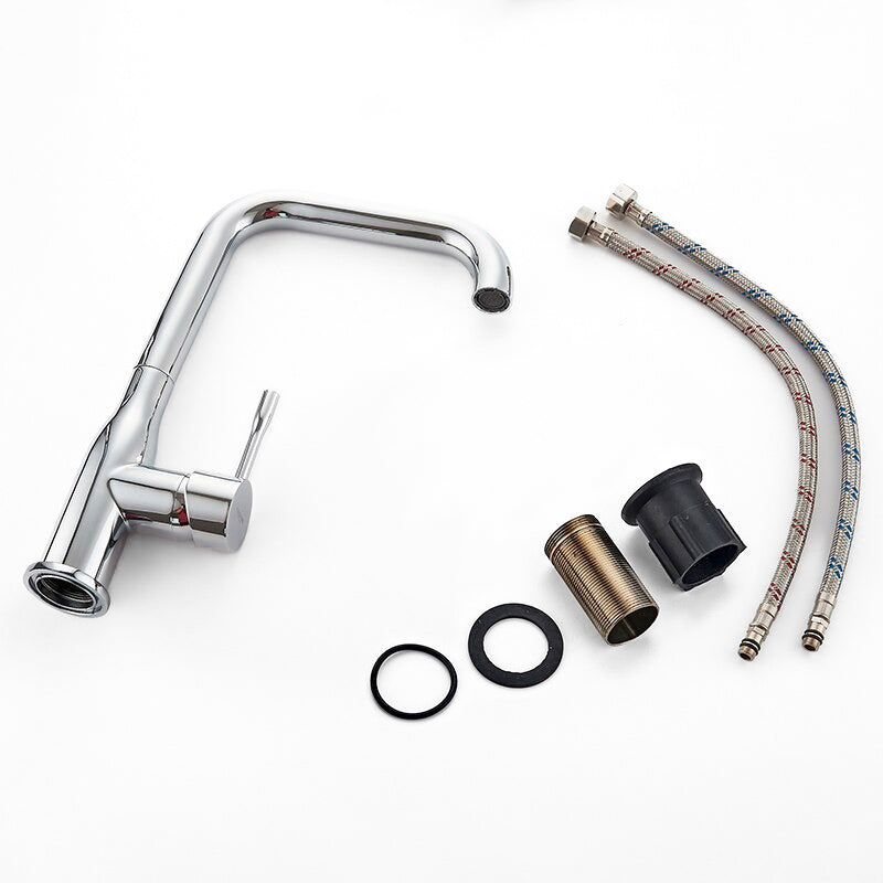 Modern Chrome Kitchen Faucet with Square Spout