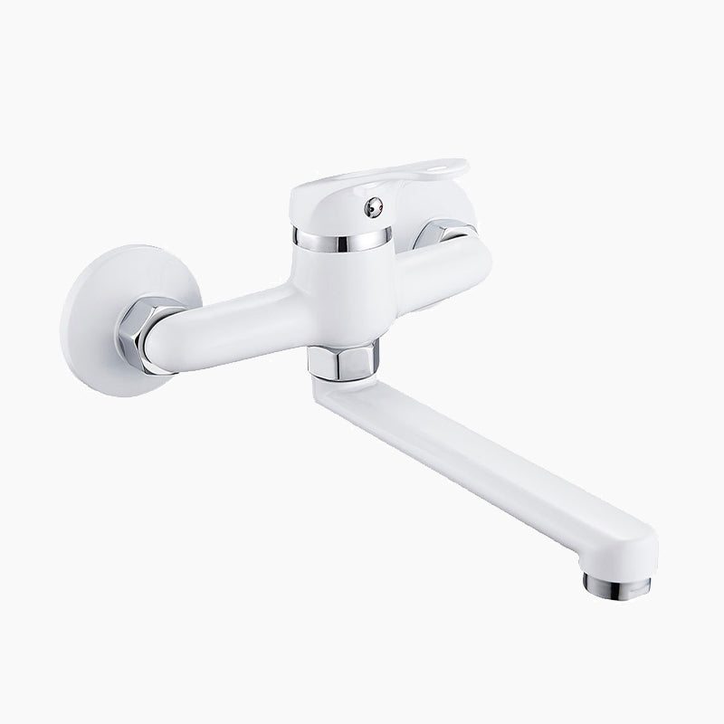 White Single Lever Wall Mounted Kitchen Faucet