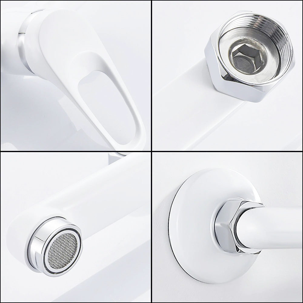 White Single Lever Wall Mounted Kitchen Faucet
