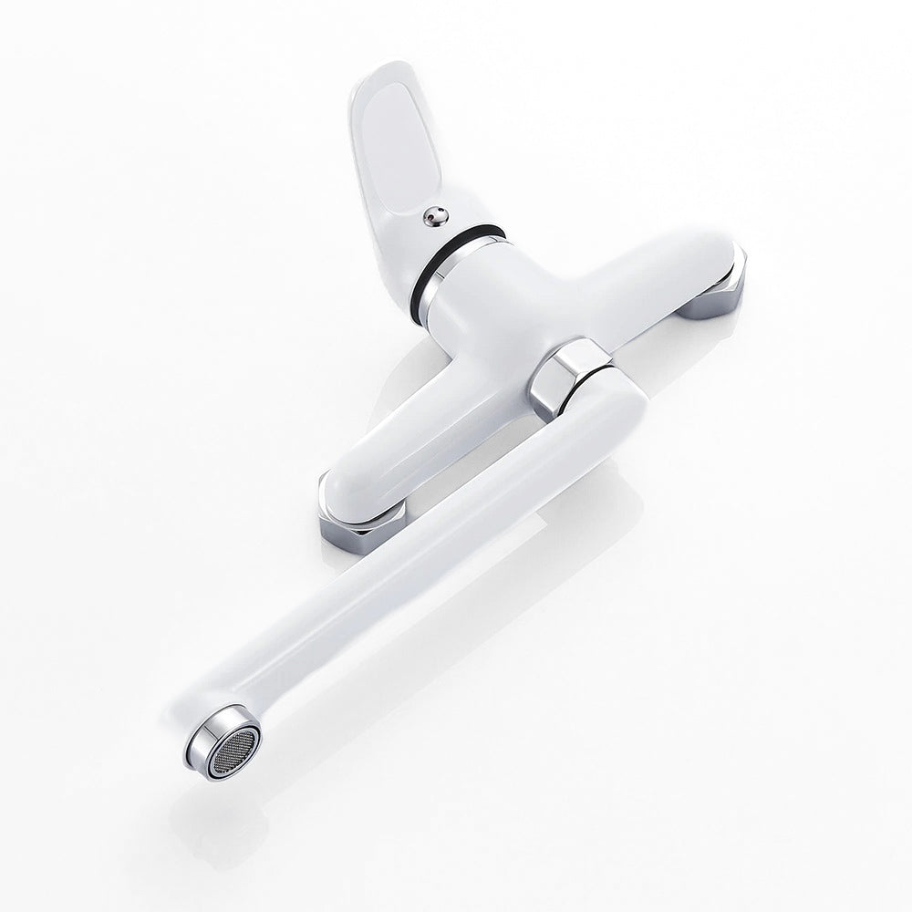 White Single Lever Wall Mounted Kitchen Faucet
