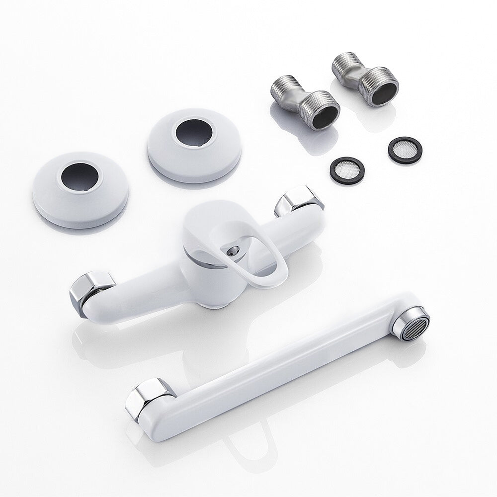 White Single Lever Wall Mounted Kitchen Faucet