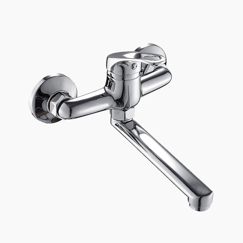 Wall-Mounted Chrome Single-Handle Kitchen Faucet