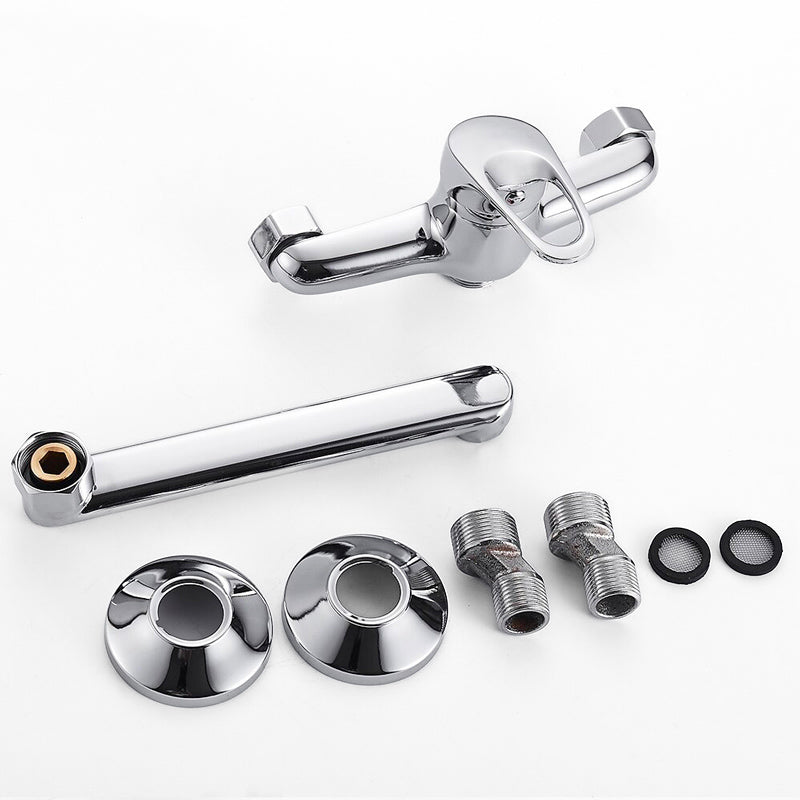 Wall-Mounted Chrome Single-Handle Kitchen Faucet