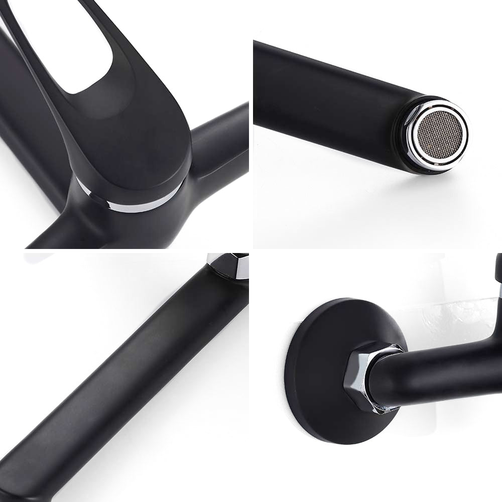 Matte Black Wall-Mounted Single Lever Faucet