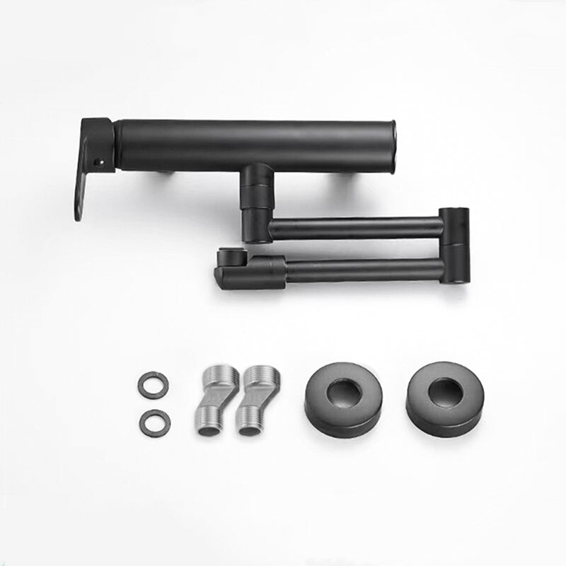 Modern Matte Black Wall Mounted Folding Pot Filler Faucet