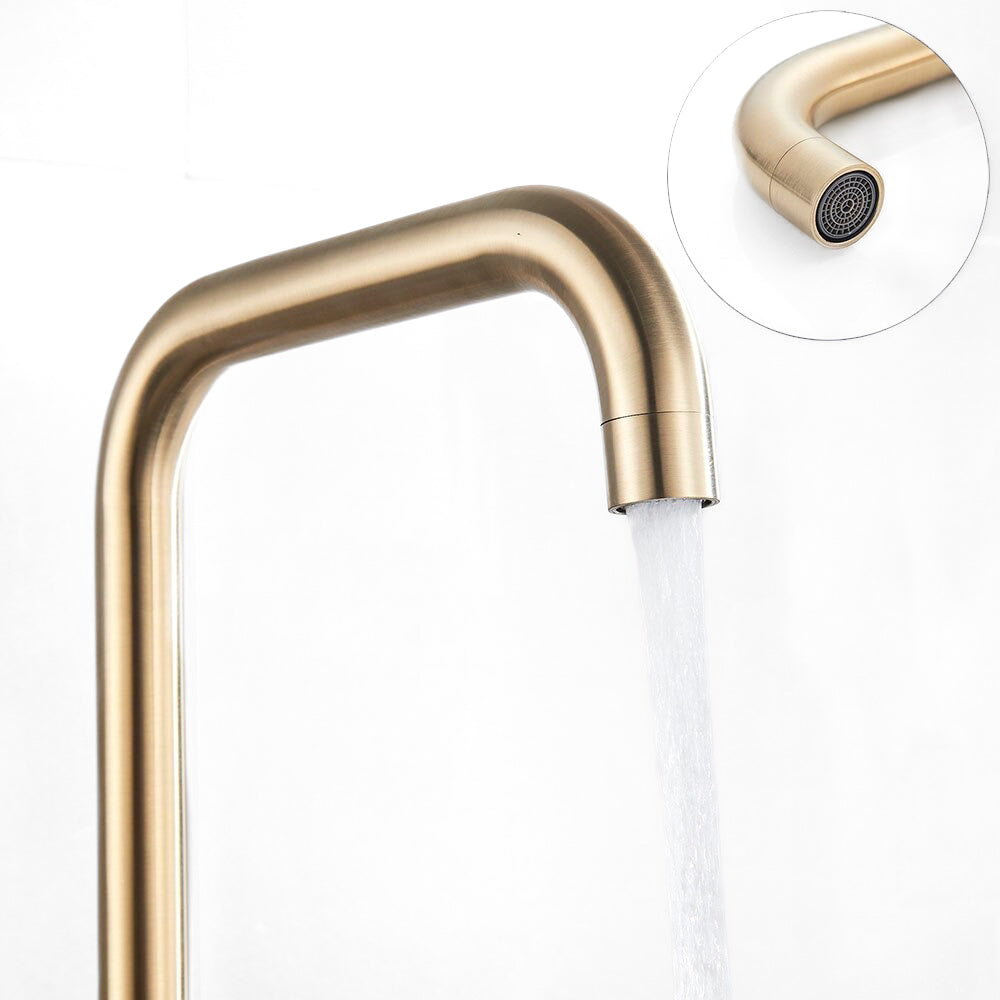Modern Matte Gold Kitchen Faucet with Square Spout