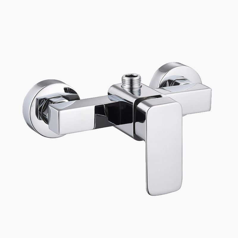 Square Chrome Shower Mixer with Lever Handle