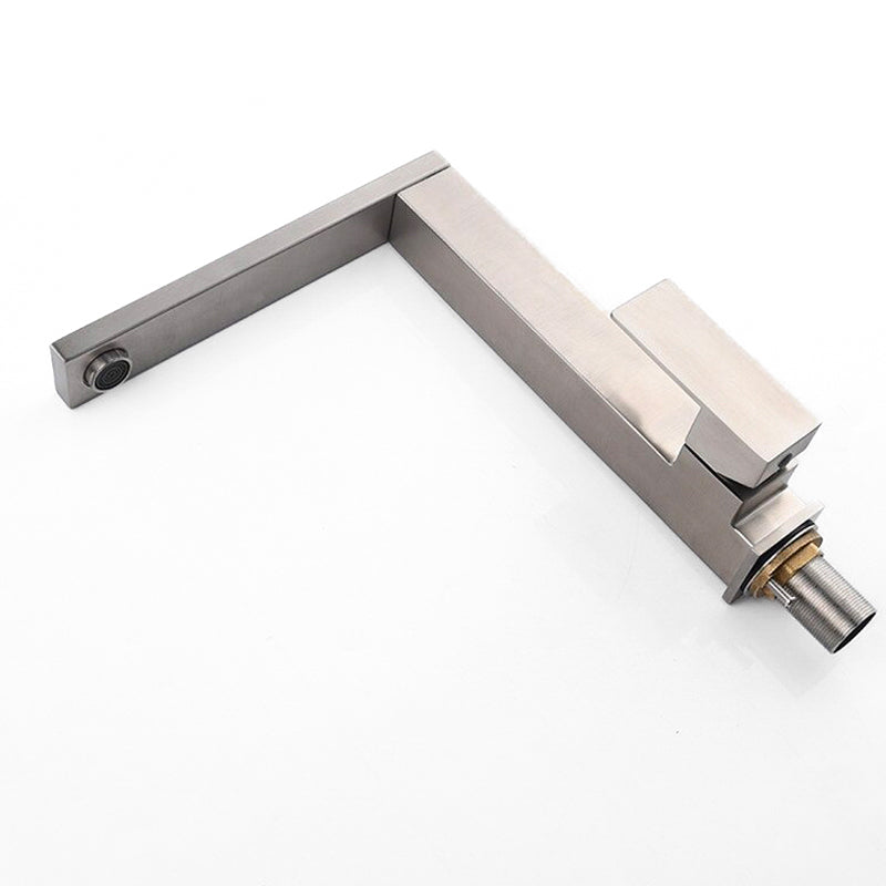Modern Brushed Stainless Steel Square Kitchen Faucet