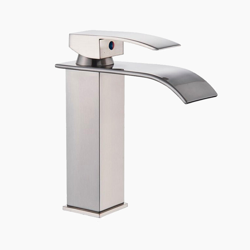 Modern Brushed Nickel Tall Waterfall Faucet