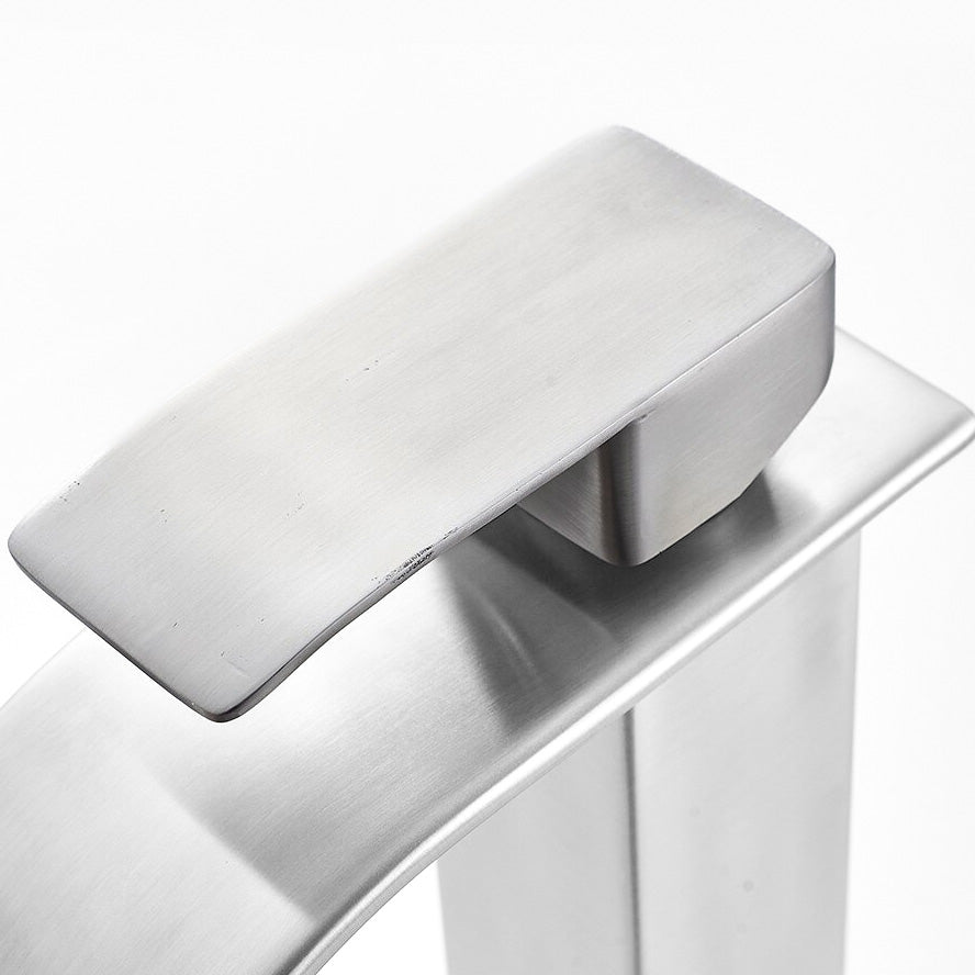 Modern Brushed Nickel Tall Waterfall Faucet