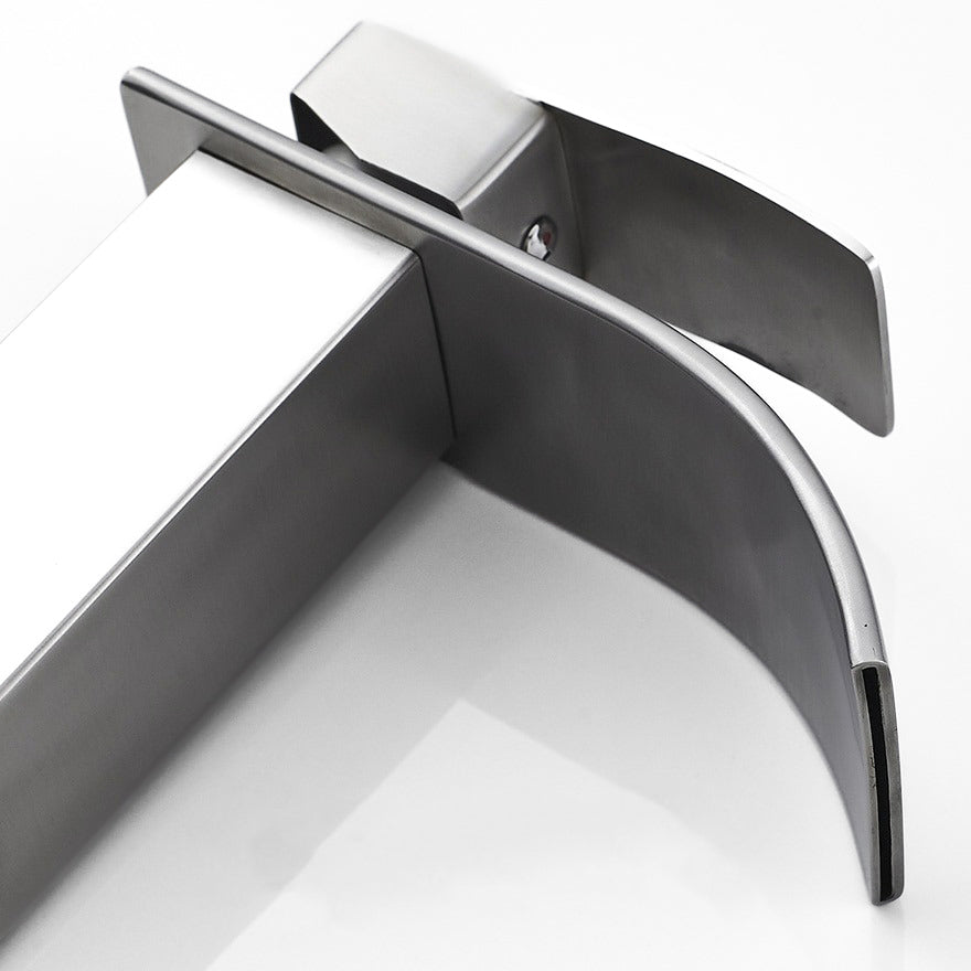 Modern Brushed Nickel Tall Waterfall Faucet