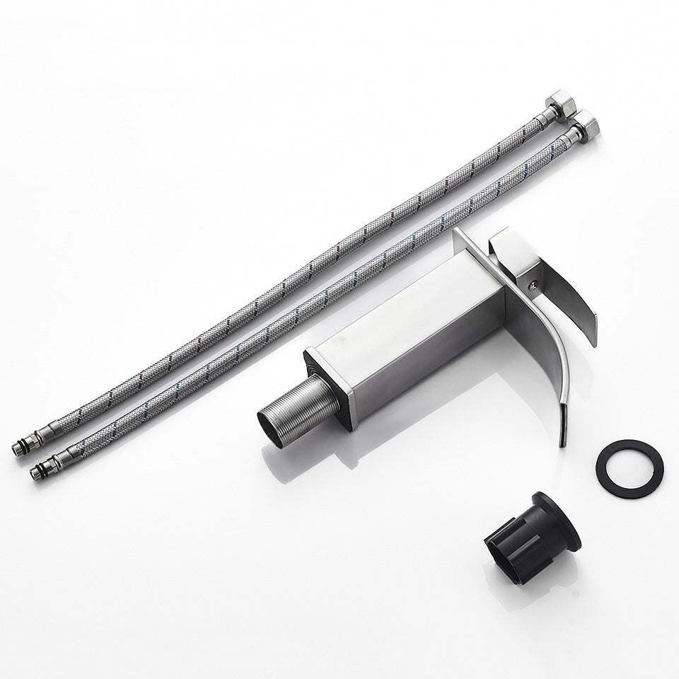 Modern Brushed Nickel Tall Waterfall Faucet
