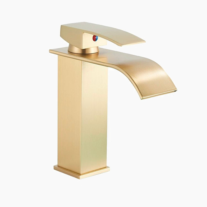 Brushed Gold Modern Tall Waterfall Basin Faucet