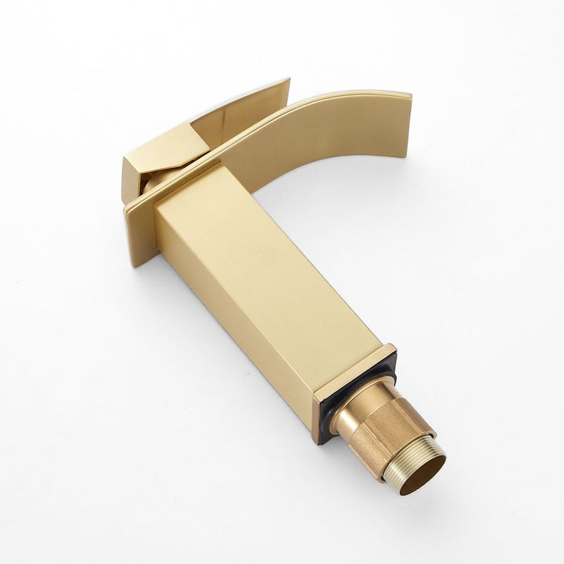 Brushed Gold Modern Tall Waterfall Basin Faucet