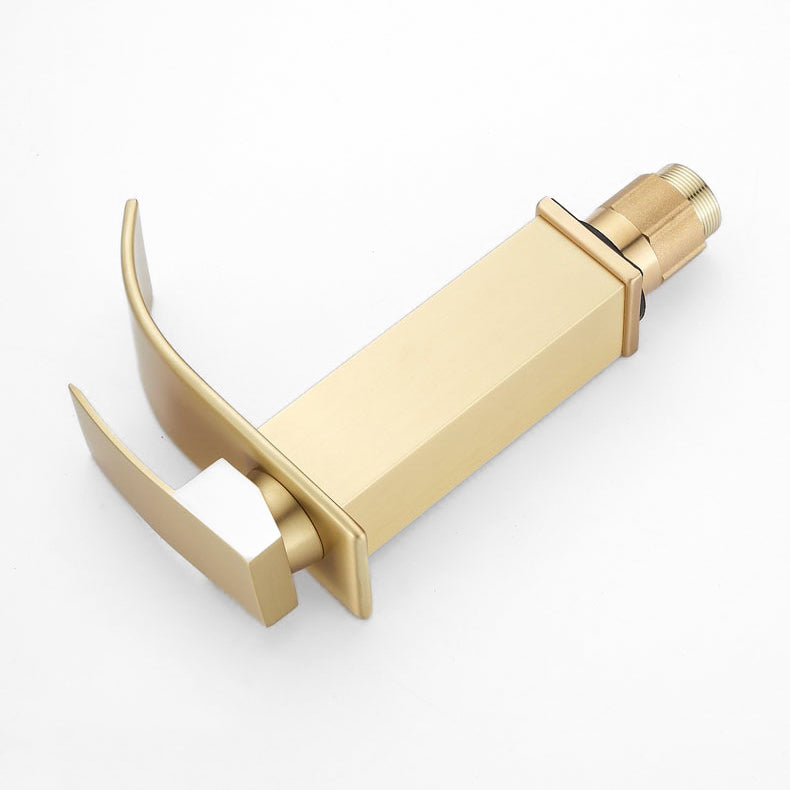 Brushed Gold Modern Tall Waterfall Basin Faucet