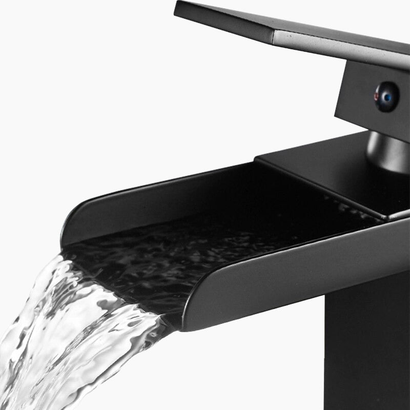 Modern Matte Black Waterfall Basin Faucet