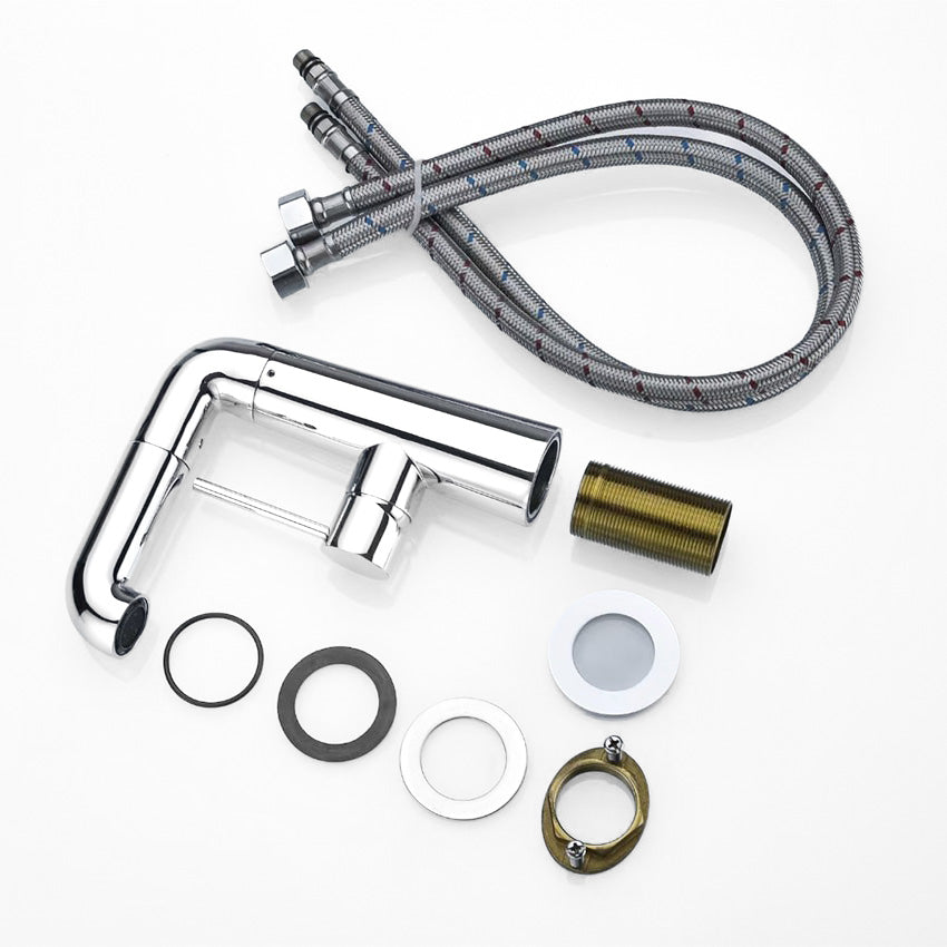 Modern Chrome Kitchen Faucet with Pull-Out Spout