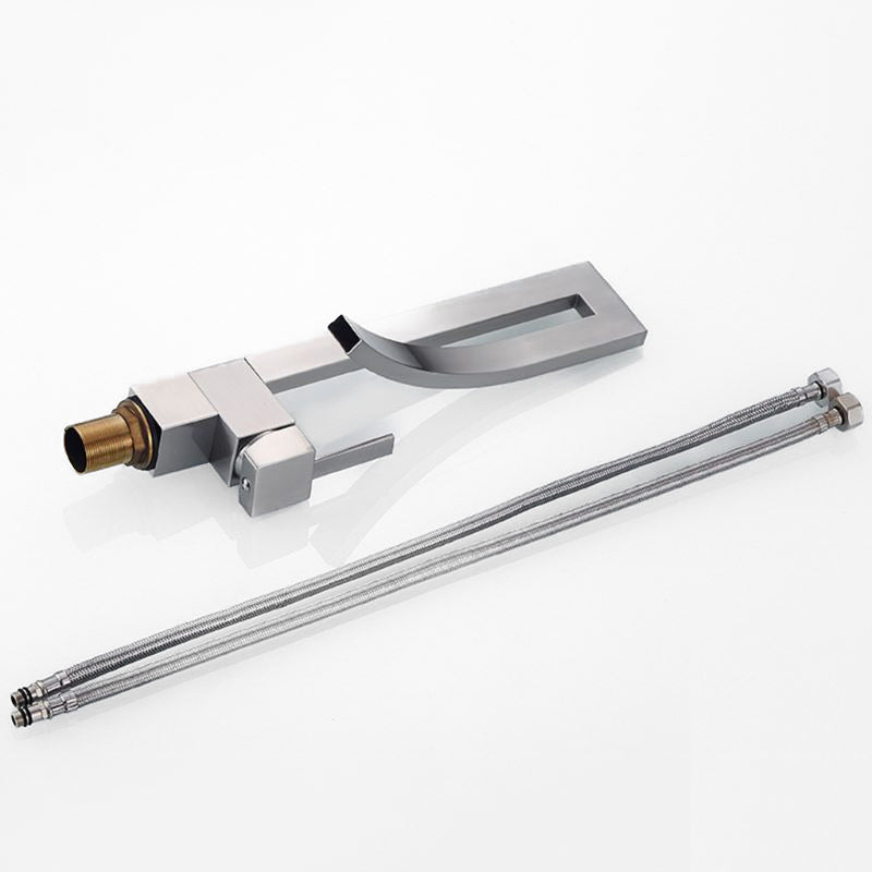 Modern Brushed Nickel Faucet with Curved Spout