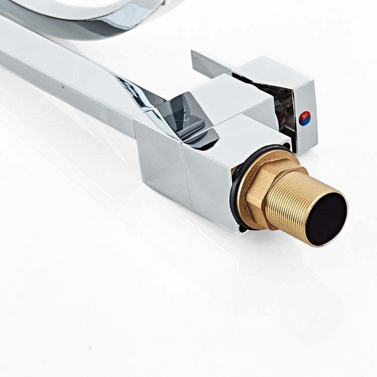 Modern Tall Chrome Mixer Faucet with Curved Spout