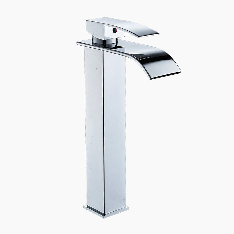Tall Chrome Single Handle Waterfall Vessel Faucet