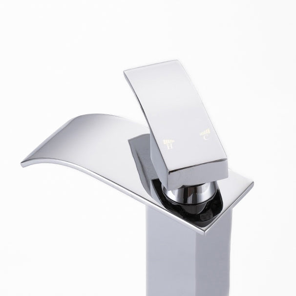 Tall Chrome Single Handle Waterfall Vessel Faucet
