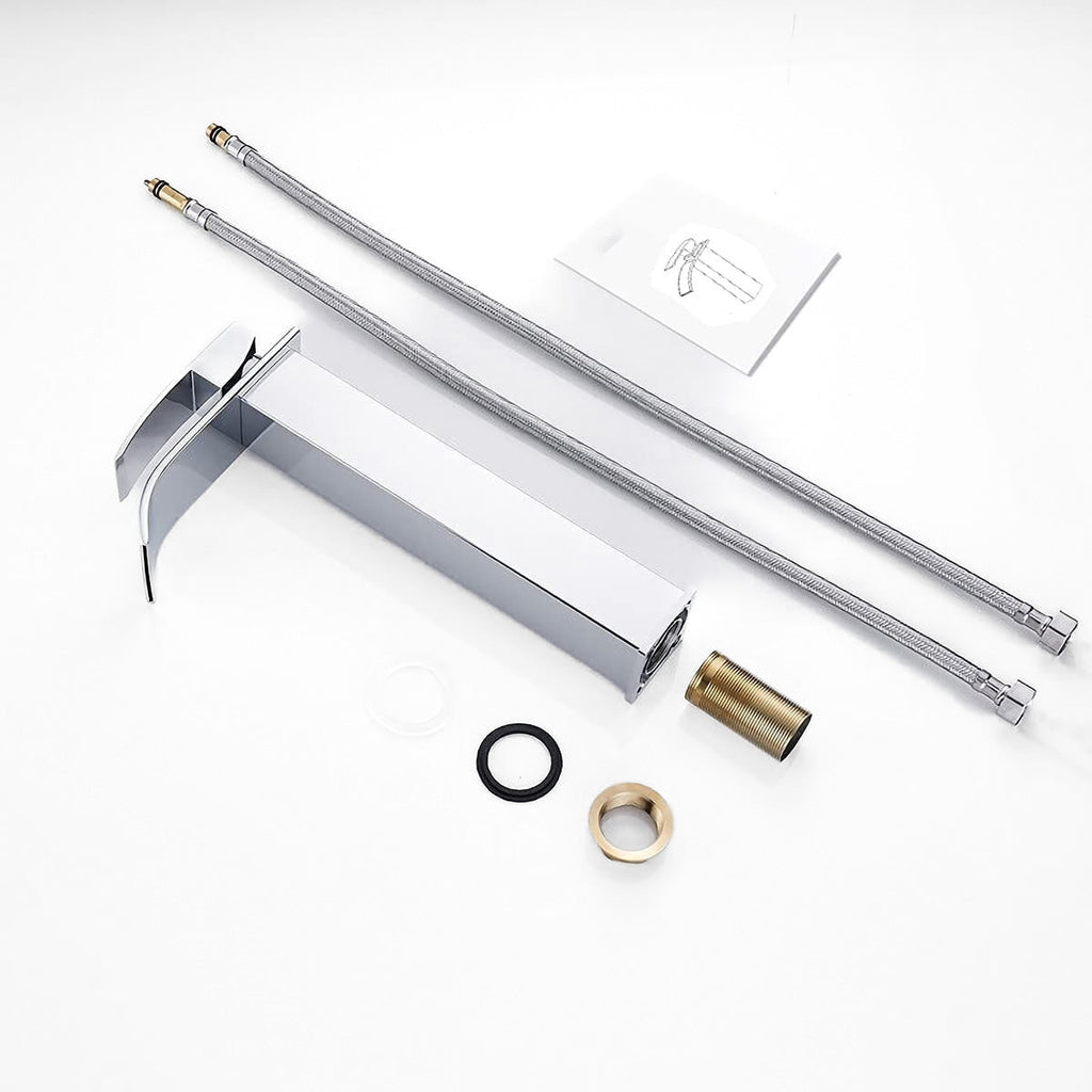 Tall Chrome Single Handle Waterfall Vessel Faucet