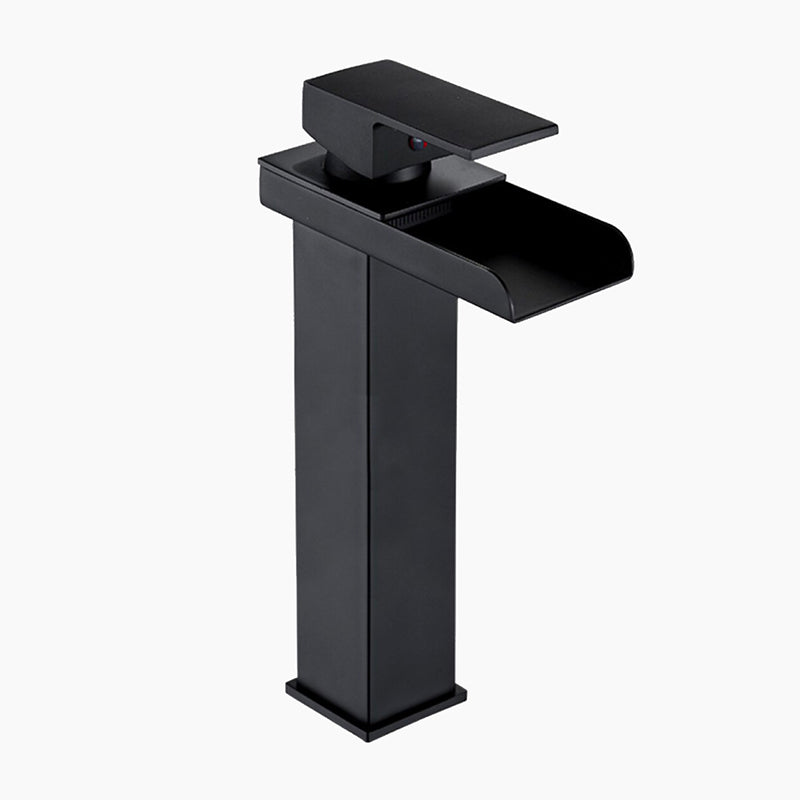 Tall Matte Black Waterfall Basin Faucet