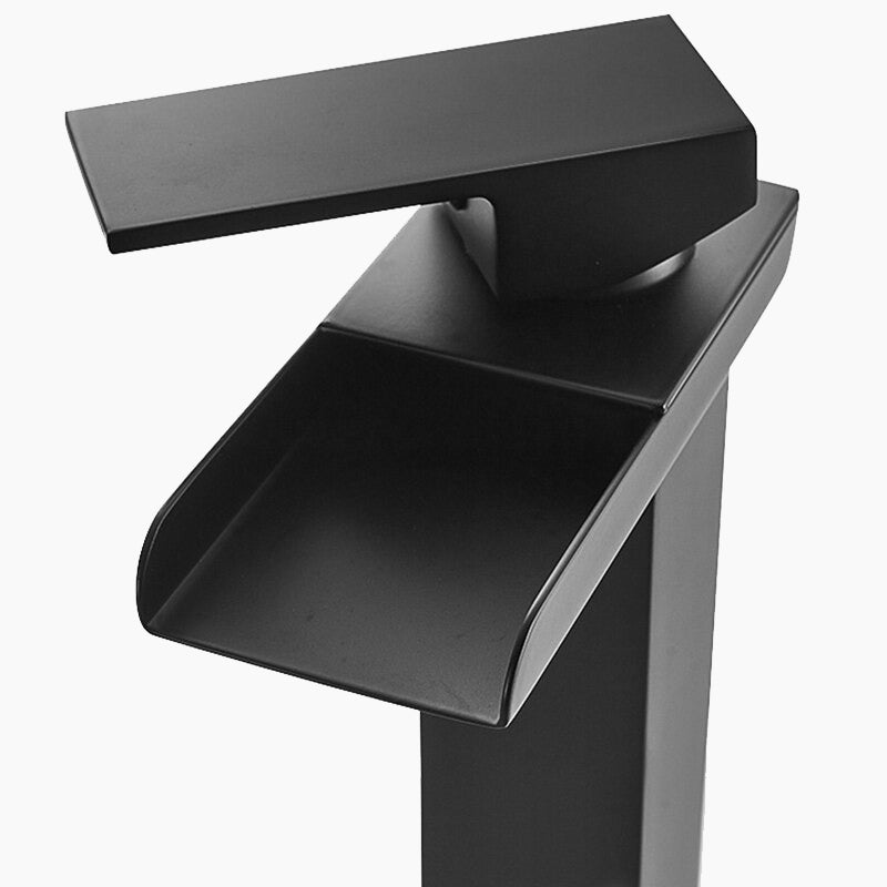Tall Matte Black Waterfall Basin Faucet