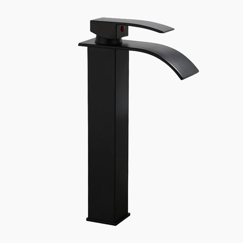 Modern Matte Black Tall Waterfall Basin Faucet