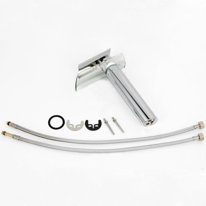 Modern Chrome Glass Waterfall Bathroom Faucet