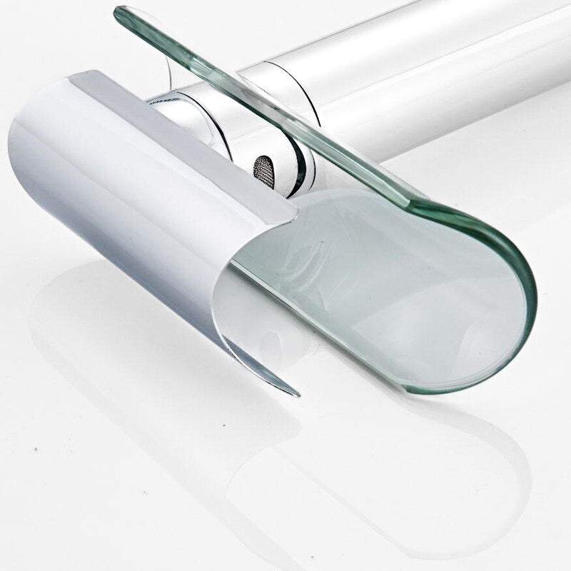 Modern Chrome Glass Waterfall Bathroom Faucet
