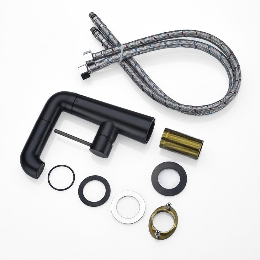 Modern Matte Black High-Arc Pull-Down Kitchen Faucet