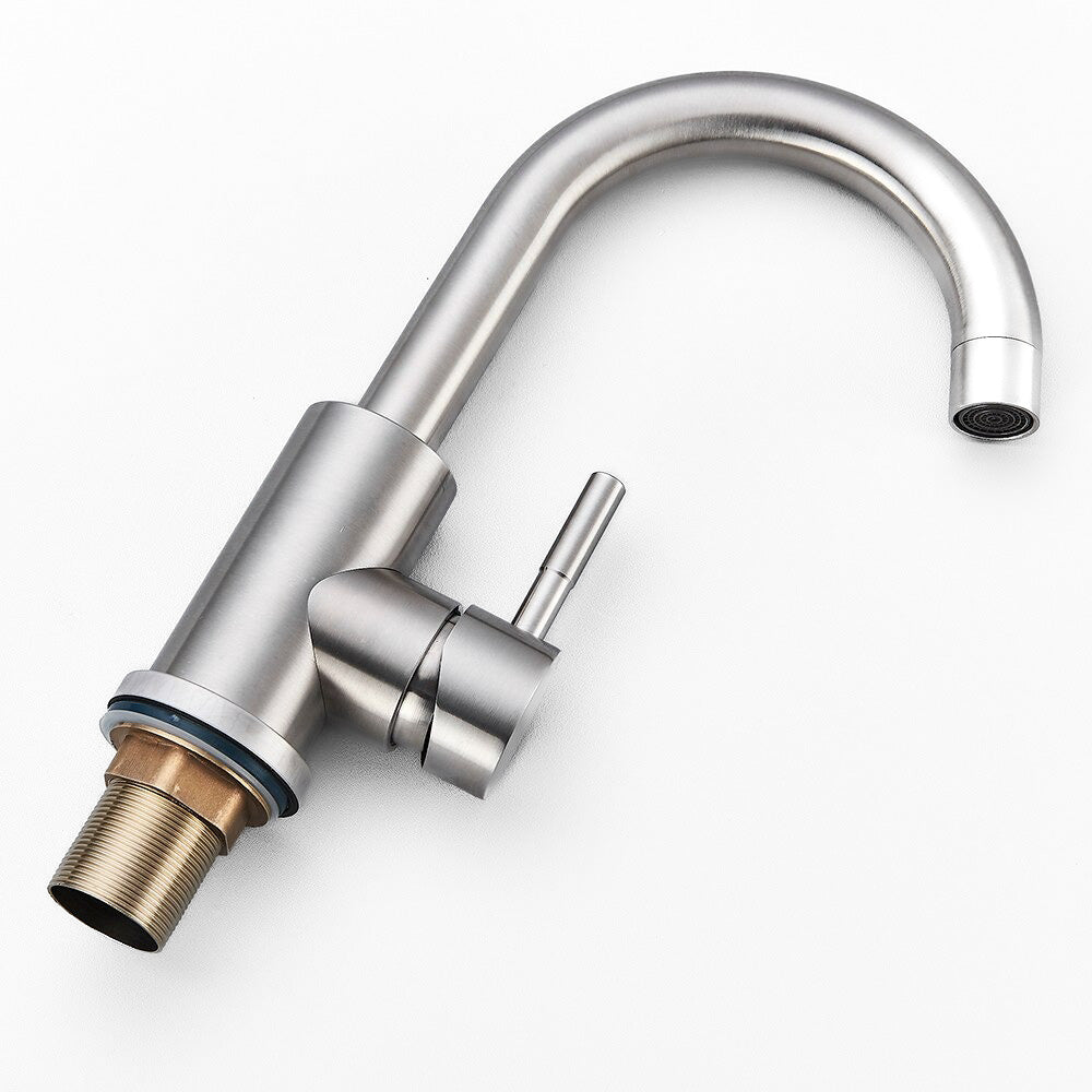 Modern Brushed Stainless Steel Gooseneck Faucet