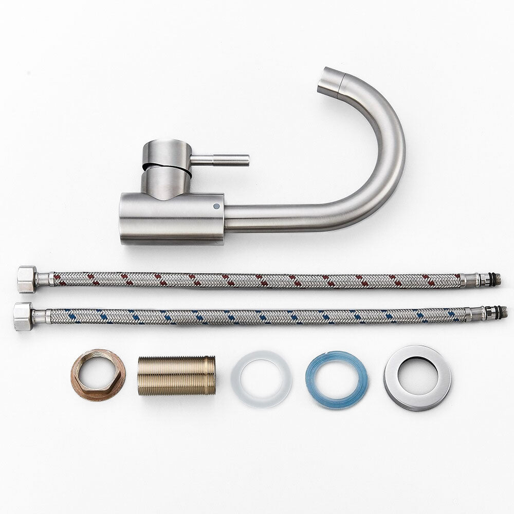 Modern Brushed Stainless Steel Gooseneck Faucet