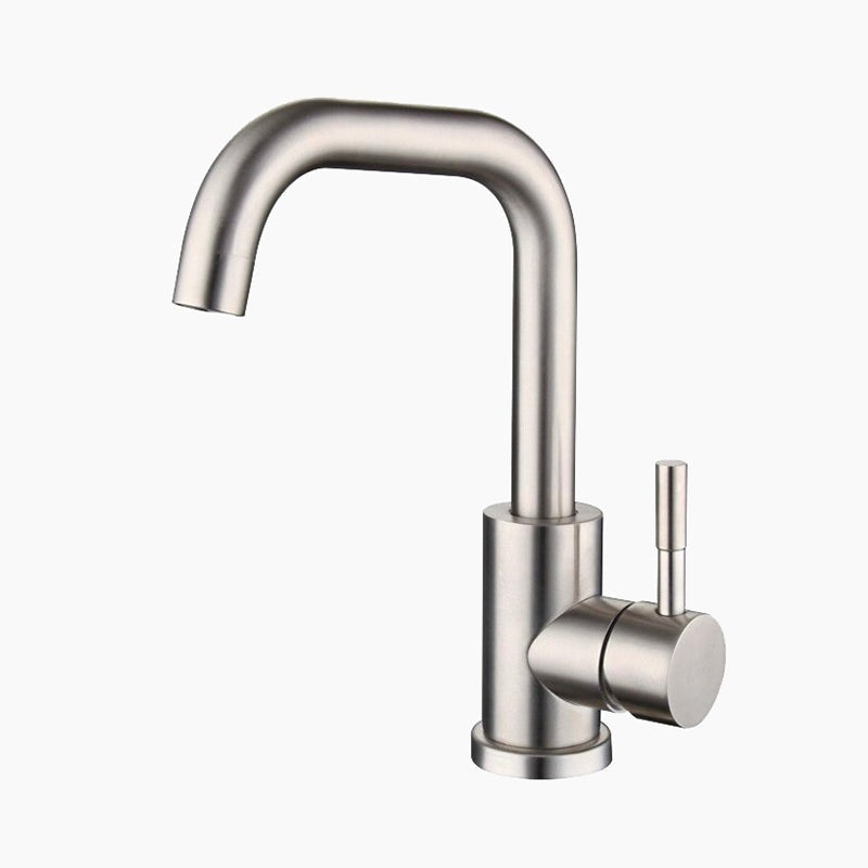 Modern Brushed Nickel Gooseneck Kitchen Faucet