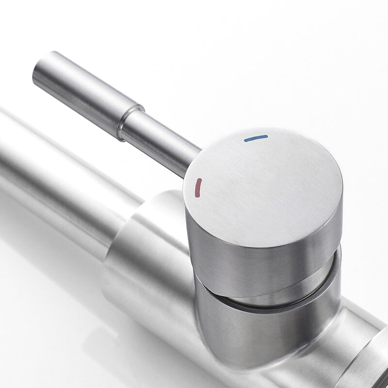 Modern Brushed Nickel Gooseneck Kitchen Faucet