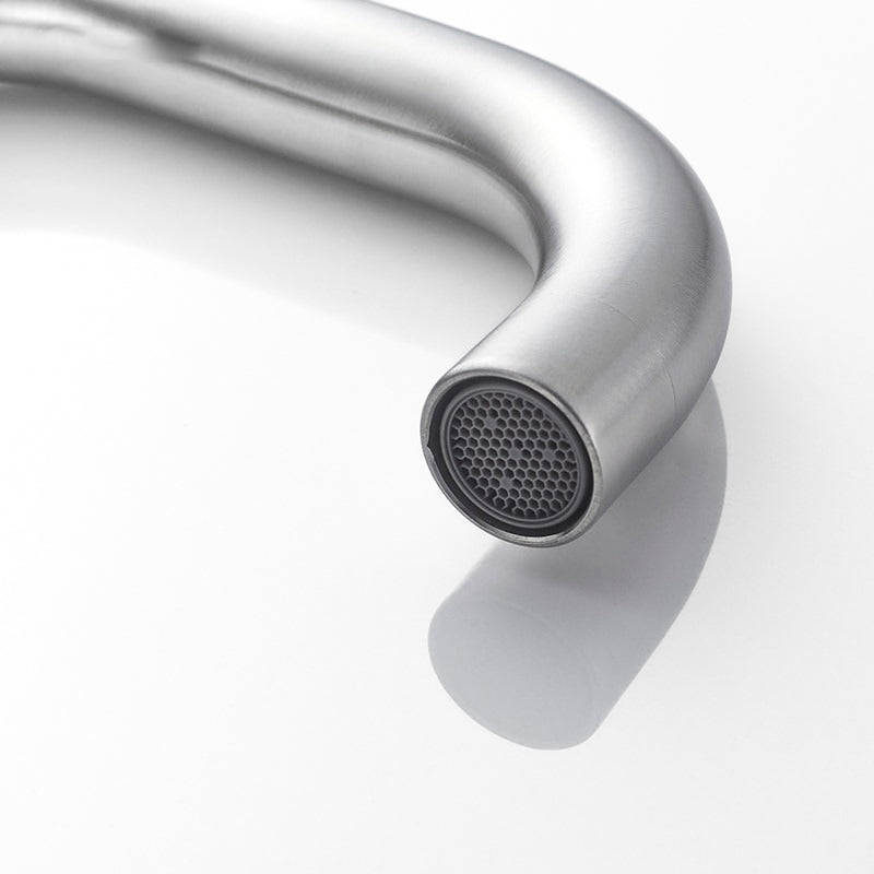 Modern Brushed Nickel Gooseneck Kitchen Faucet