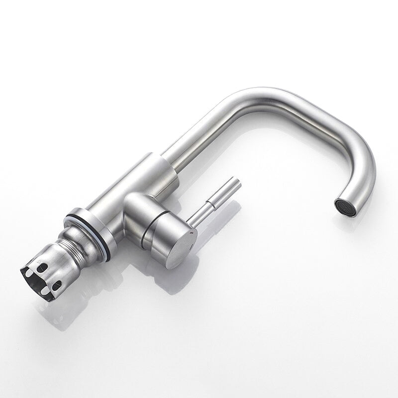 Modern Brushed Nickel Gooseneck Kitchen Faucet