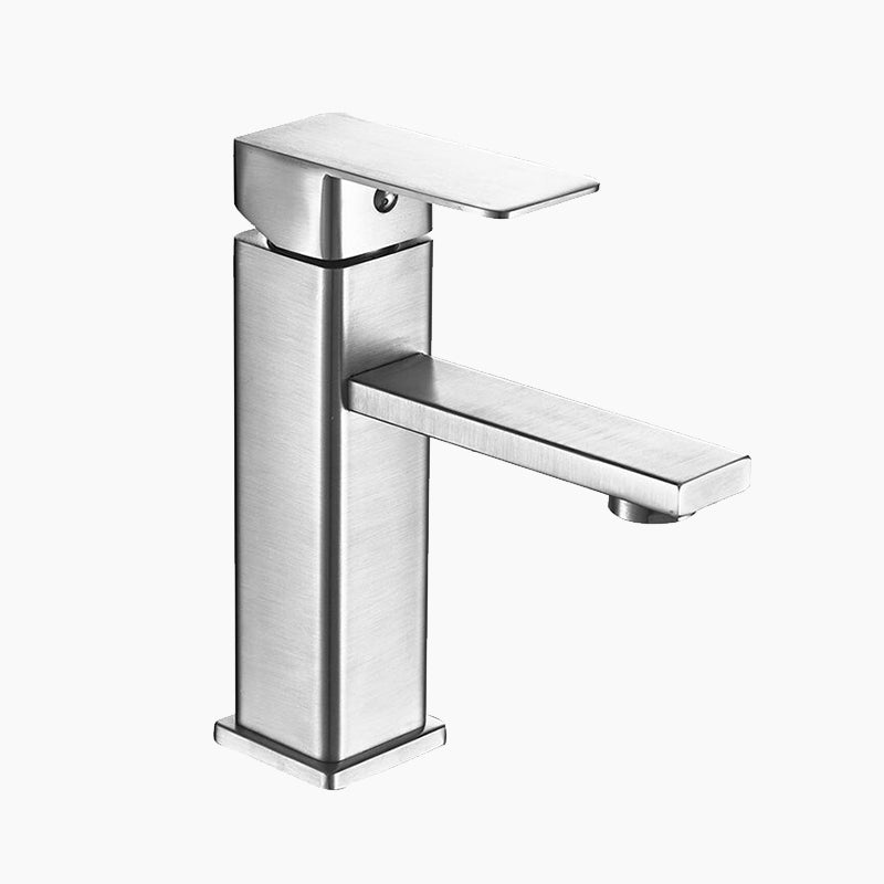 Modern Rectangular Brushed Nickel Basin Faucet