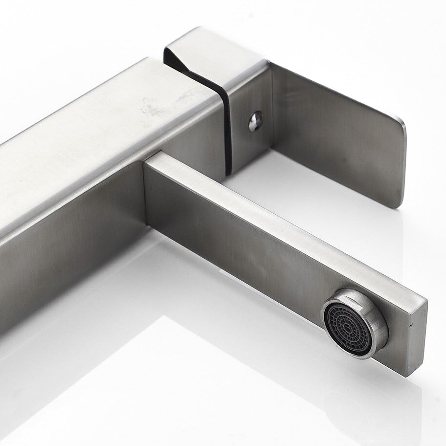 Modern Rectangular Brushed Nickel Basin Faucet