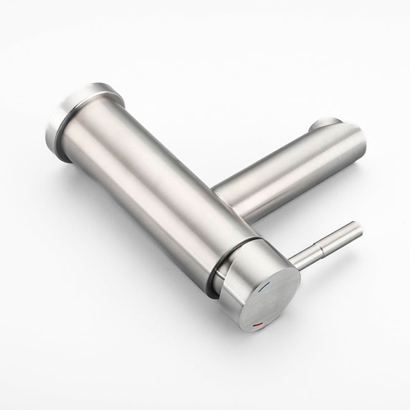 Modern Brushed Steel Single Lever Basin Faucet