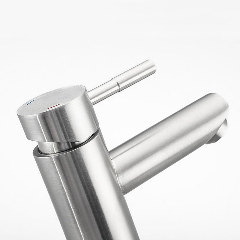Modern Brushed Steel Single Lever Basin Faucet