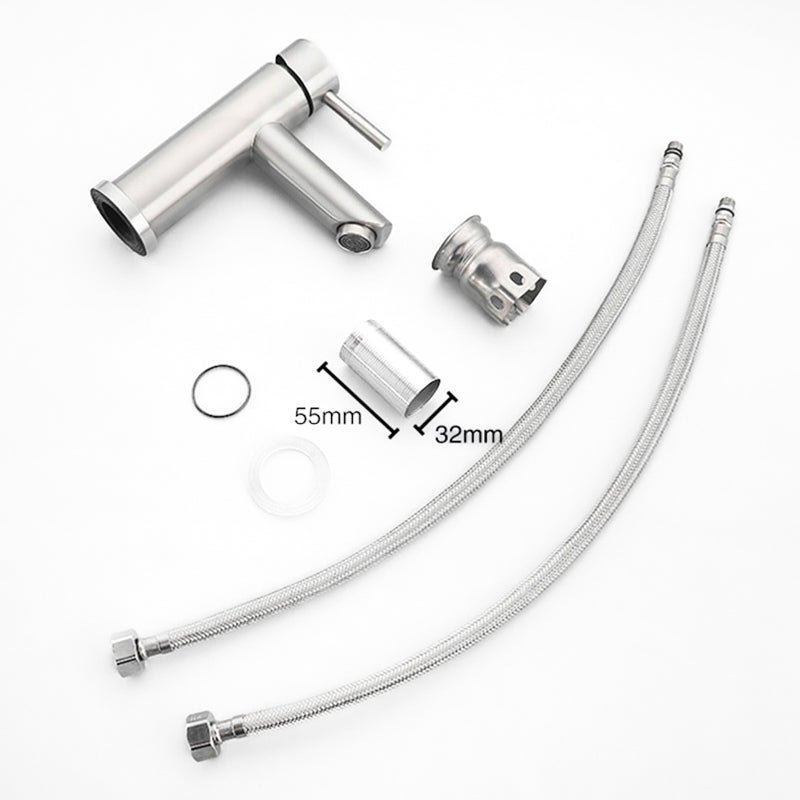 Modern Brushed Steel Single Lever Basin Faucet