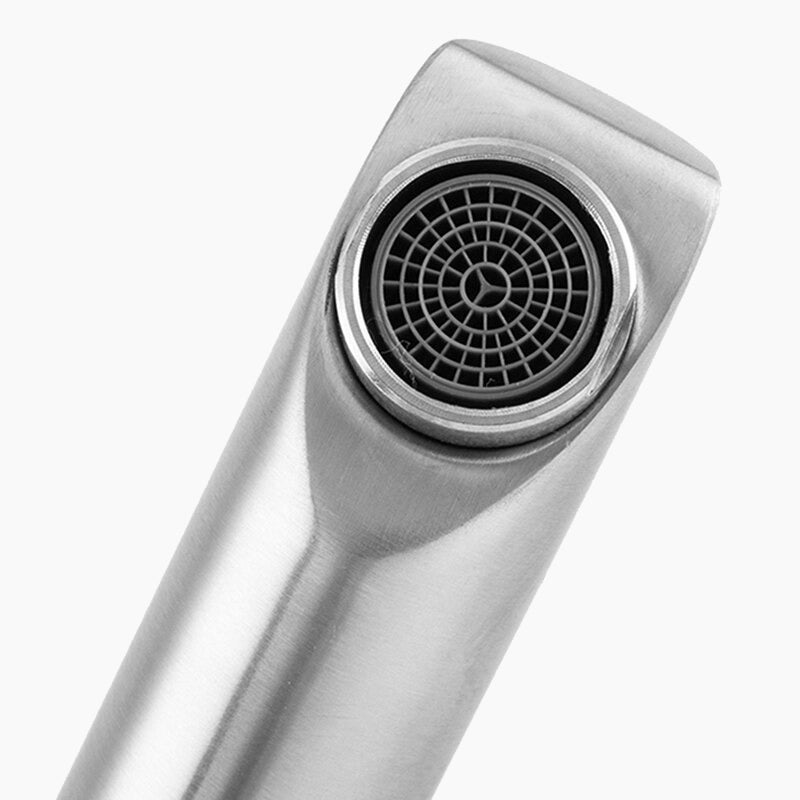Modern Brushed Steel Single Lever Basin Faucet