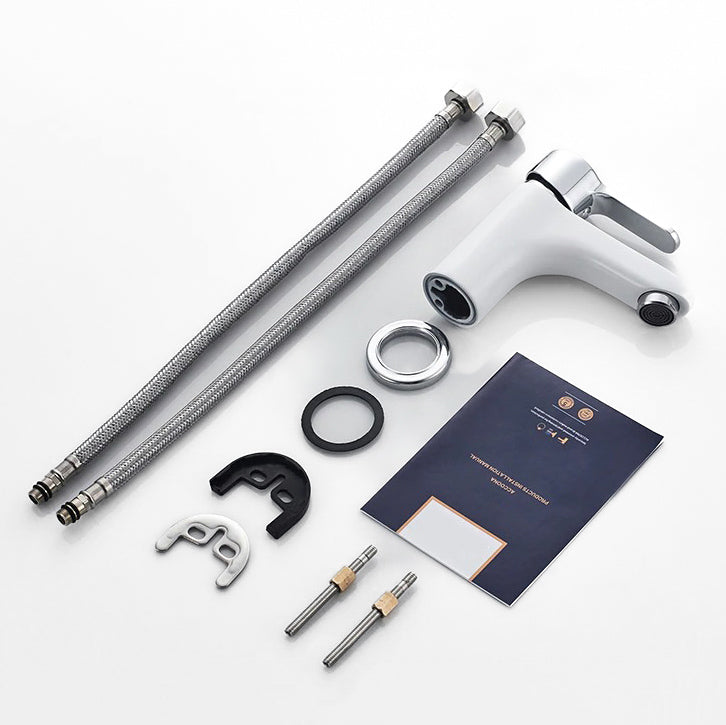 Modern White Single-Handle Bathroom Faucet